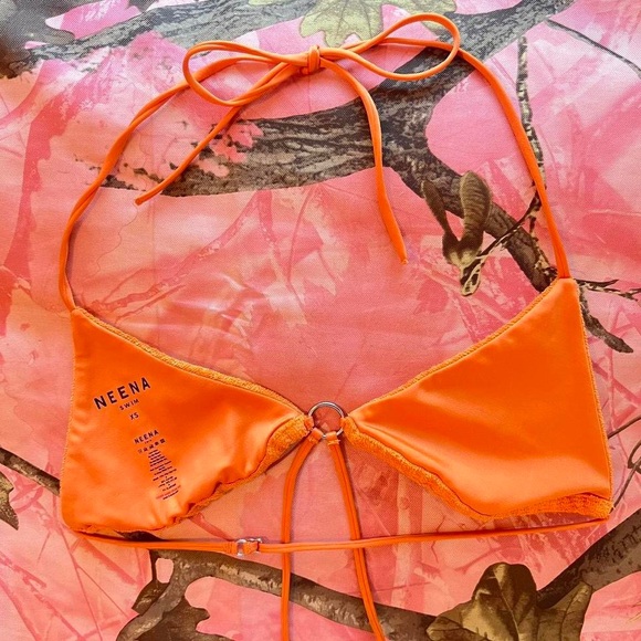 neena swim orange terry cloth triangle wrap bikini top - Picture 8 of 8